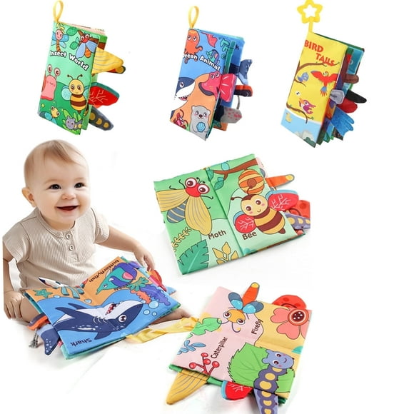 Byseng 3 Pack Cloth Baby Book, Touch and Feel Infant Tummy Time Toy High Contrast Sensory, Baby Book Gifts for Boy Girl 0-18 Months