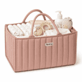 thumbnail image 1 of Byseng Baby Diaper Caddy, Nursery Storage Bin And Car Organizer For Diapers And Baby Wipes (Pink), 1 of 6