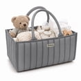thumbnail image 1 of Byseng Baby Diaper Caddy, Nursery Storage Bin And Car Organizer For Diapers And Baby Wipes (Gray), 1 of 7