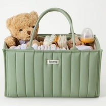 Byseng Large Portable Baby Diaper Caddy Organizer with Removable Dividers - Green