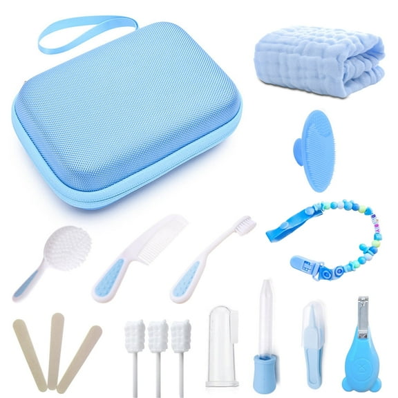Byseng Baby Healthcare and Grooming Kit 16 in 1, Baby Grooming Kit Newborn Girl Boy Essentials, Blue