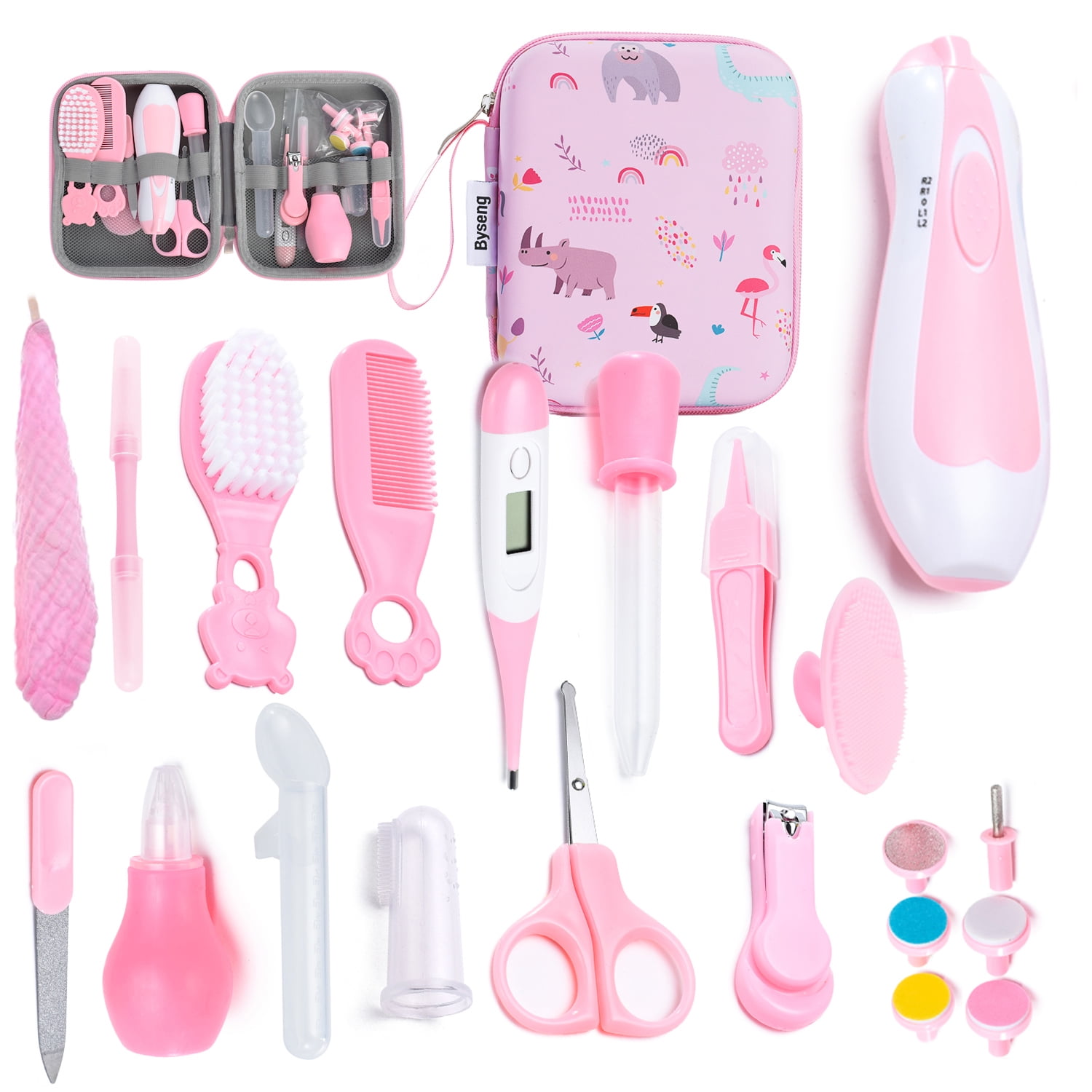 Walmart Deal of Byseng Baby Grooming Kit, 21 in 1 Infant Healthcare Set, Electric Nail Trimmer, Pink