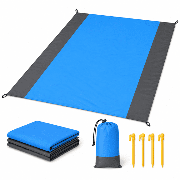 Byseng Sandproof Beach Blanket, 82" x 78" Large Beach Mat for 4-7 People, Lightweight Quick Dry Water-Resistant Picnic Blanket with Carry Bag and Corner Pockets for Beach Camping