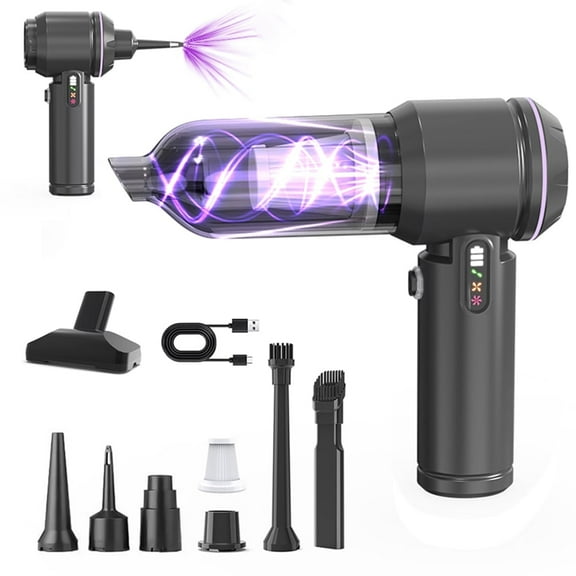 Byseng Cordless Air Duster & Vacuum Cleaner 2 in 1, 17000PA Car Vacuum Cleaner, 6000mAh Battery Air Blower, Black