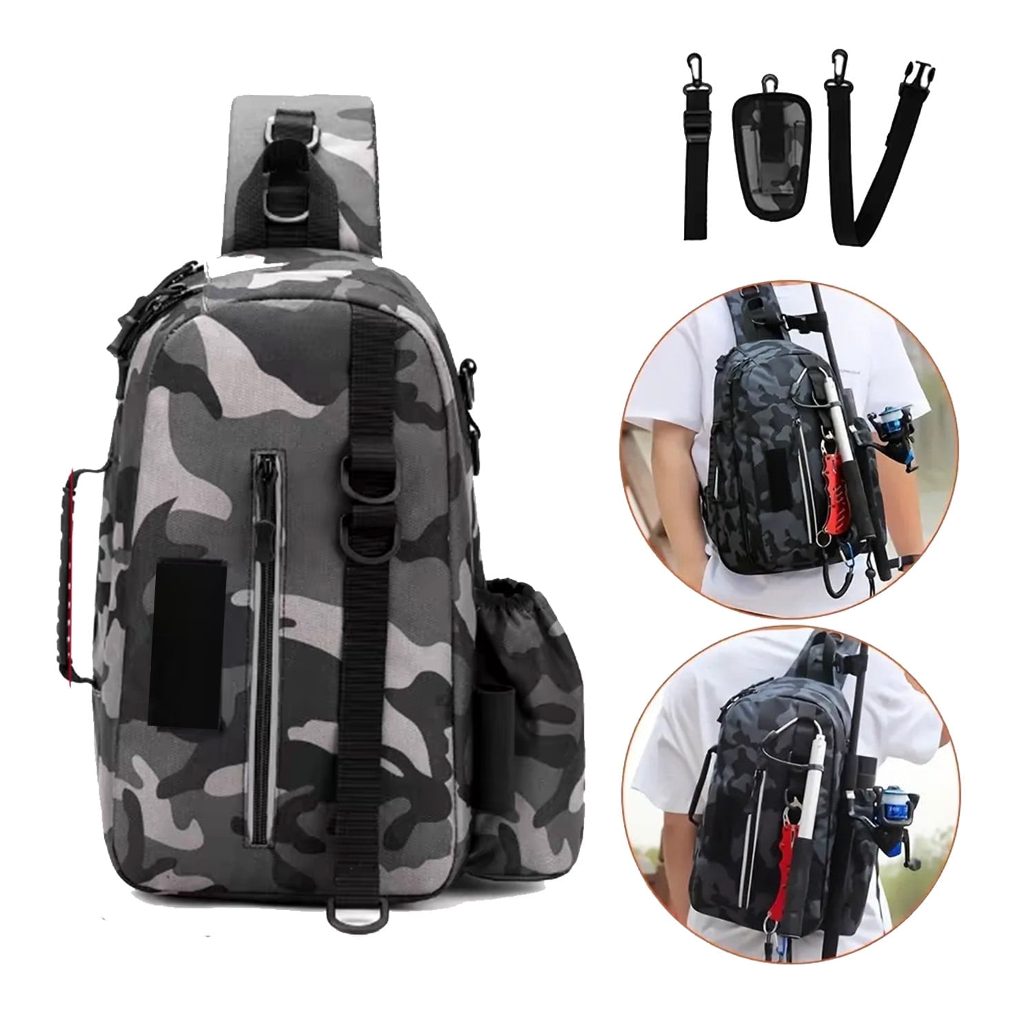 Byseng Fishing Backpack, Tackle Box Fly Fishing Gifts for Men Women, Fishing Tackle Storage Bags with Rod Holder