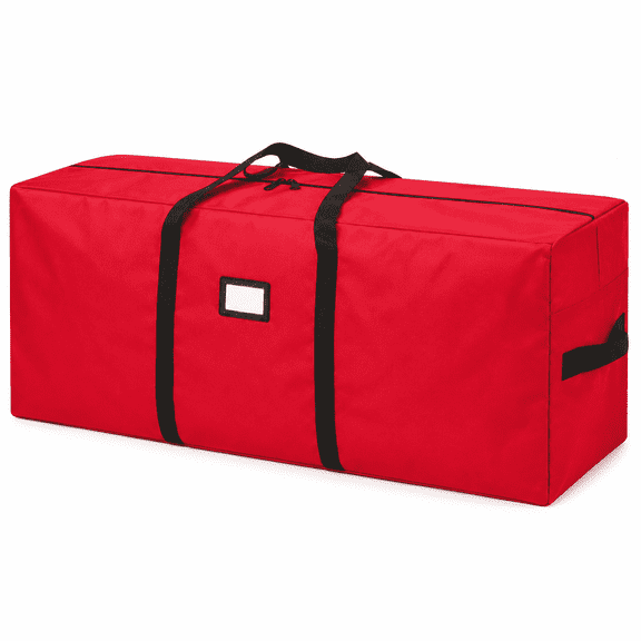 Byseng Heavy-Duty Christmas Tree Storage Bag for Artificial Trees Up to 9 ft, 600D Oxford Fabric, Handles, Dual Zipper, Red, 65 x 15 x 30 in