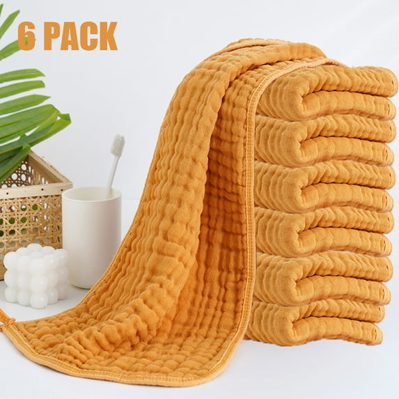 Byseng Muslin Burp Cloths, 100% Cotton Burping Cloths 20 x 10 inches for Newborn Baby Girls and Boys, 6 PCS - Yellow