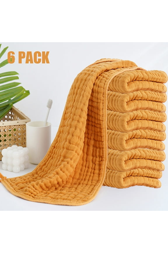 Muslin Burp Cloths, 100% Cotton Burping Cloths 20 x 10 inches for Newborn Baby Girls and Boys, 6 PCS - Yellow