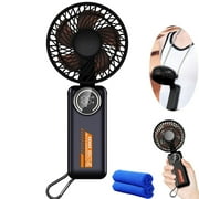 Byseng Portable Handheld Fan, Portable Fan Built-in 4000mAh Rechargeable Battery, Foldable Fan with 6 Speed Wind, Display Electricity in Real Time