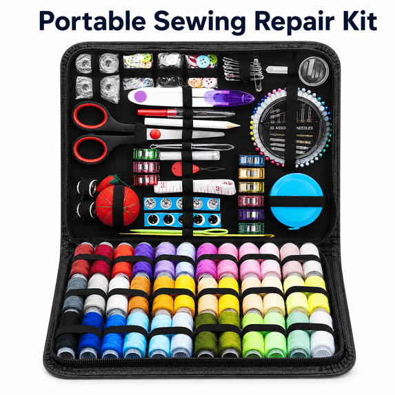 Byseng Portable Sewing Kit for Adults – 229 PCS Sewing Repair Kit with Needle, Thread, Scissors & Accessories – Emergency Travel Sewing Kit for Home, Car, Beginners & Clothing Repair