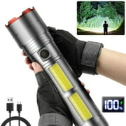 Byseng Rechargeable LED Flashlights, TG 9000 Lumens Zoomable Super Bright Tactical Flashlight