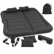 Byseng SUV Air Mattress, Inflatable Car Camping Bed with 12V Air Pump, 2 Pillows, Foot Support & Storage Bag, 69 x 51 in, Black