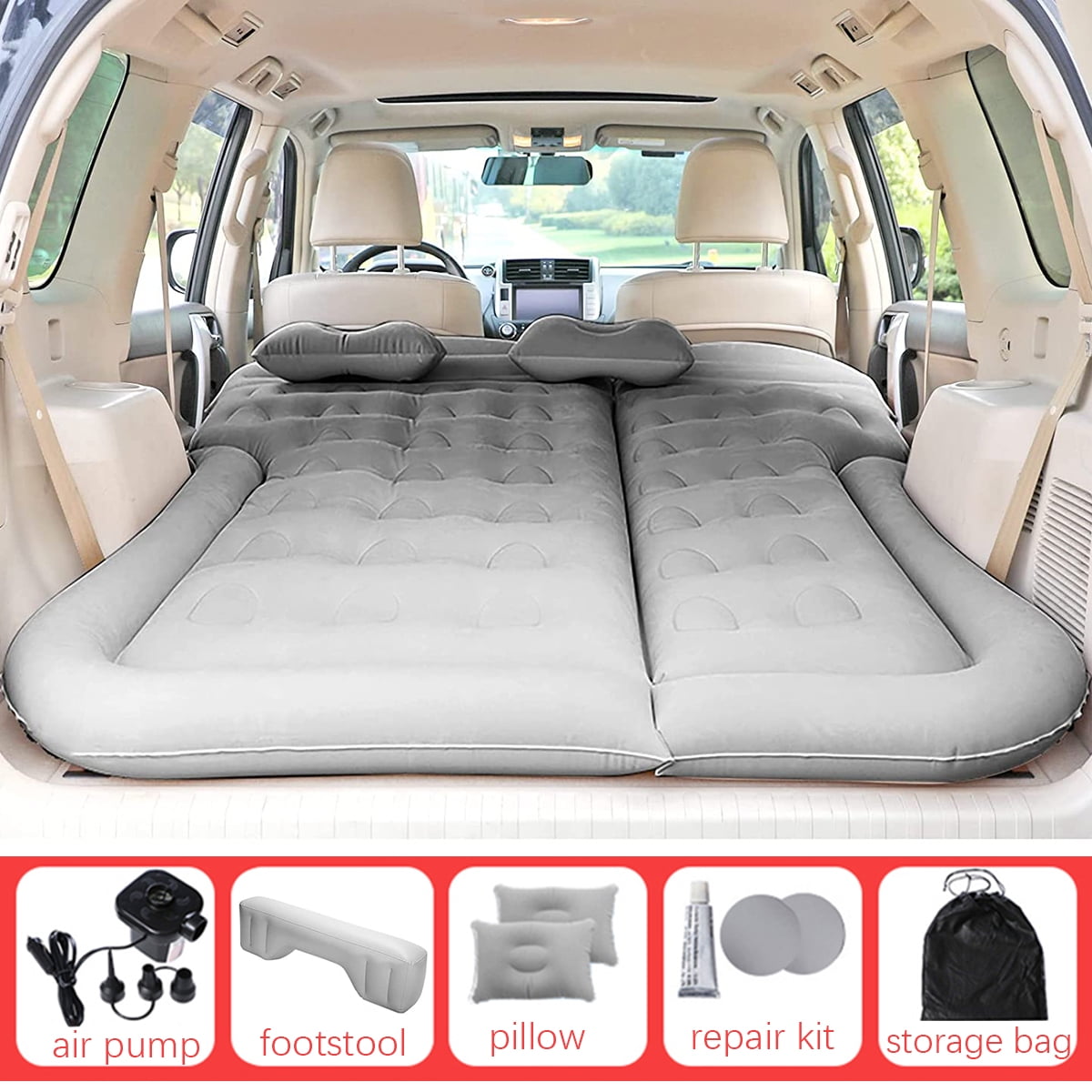 Byseng SUV Air Mattress Inflatable Car Sleeping Bed for SUV Back Seat Foldable PVC Flocking Soft Camping Bed 69
