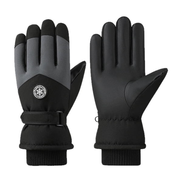 Byseng Winter Warm Gloves with Touchscreen, Thermal Toch Screen Waterproof Windproof Gloves with Elastic Cuff for Skiing, Black and Gray for Men