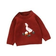 thumbnail image 1 of Bysome Baby Toddler Girls Sweater Boy Knit Blouse Pullover Sweatshirt Warm Crewneck Long Sleeve Tops For Children Pullover Long Sleeve Cute Print Girls Sweater Red Size 6-9 Months, 1 of 9