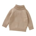 thumbnail image 1 of Bysome Baby Toddler Girls Sweater Boys Sweaters Knit Cable Turtleneck Soft Warm High Collar Long Sleeve Cute Print Girls Sweater Khaki Size 6-9 Months, 1 of 9