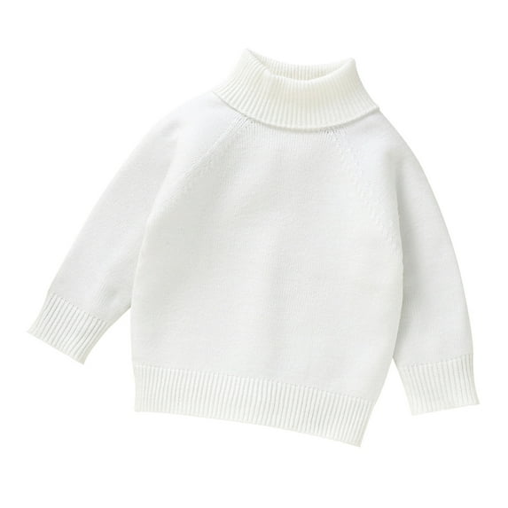 Bysome Baby Toddler Girls Sweater Boys Sweaters Knit Cable Turtleneck Soft Warm High Collar Long Sleeve Cute Print Girls Sweater White Size 2-3 Years