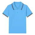 thumbnail image 1 of Bysome Boy Toddler Tops Solid Color Short Sleeve Lapel Boys Shirts Casual Summer Dailywear Boy Tees Size 8-9 Years Sky Blue, 1 of 2
