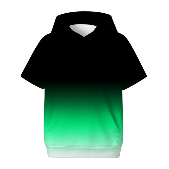 Bysome Boys Hoodies Gradient Short Sleeve Hooded Tees Autumn Fashion Boys Sweatshirts Size 11-12 Years Mint Green