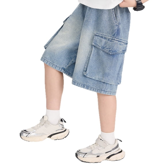 Bysome Boys Pants Solid Color Elastic Waist With Pockets Trousers Smooth Boys Pants Size 2-3 Years Blue