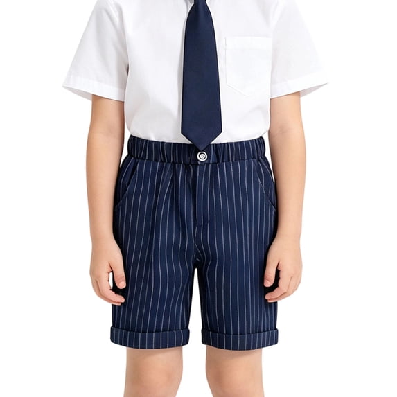 Bysome Boys Pants Striped Print Elastic Waist With Pockets Trousers Soft Boys Pants Size 2-3 Years Blue