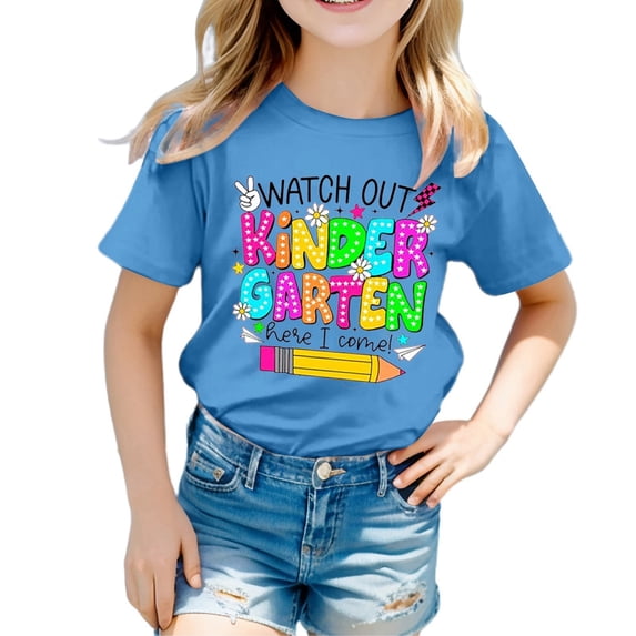 Bysome Boys Shirts First Day of School Letter Print Short Sleeve Crew Neck Tops Back to School Smooth Boys T-Shirt Size 1-2 Years Blue