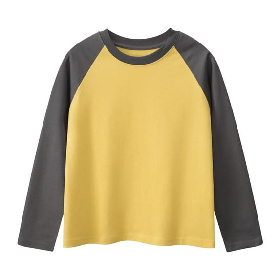 Bysome Boys Shirts Size 11-13 Years Childrens Long Sleeve Round Neck Sleeved Solid Color Long Sleeve Toddler Boy Tops Bronze