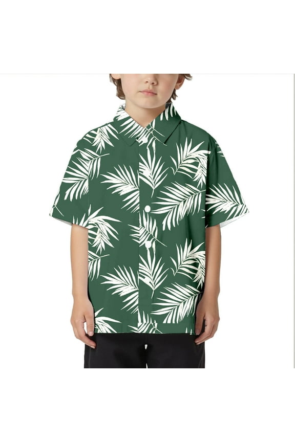 Boys Shirts Size 3-4 Years Children Beach Leisure Loose Comfortable Trendy Button Open Shirt Short Sleeve Toddler Boy Tops Green