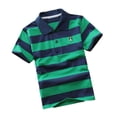 thumbnail image 1 of Bysome Boys Shirts Summer Striped Print Short Sleeve Lapel Neck Tops Lightweight Boy T-Shirt 6-7 Years Dark Green, 1 of 3