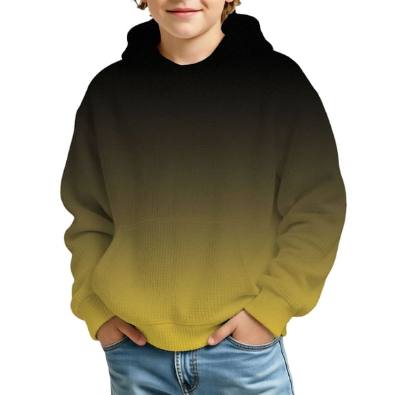 Bysome Boys Sweatshirts Gradient Long Sleeve Hooded Tees Autumn Soft Boys Hoodies Size 13-14 Years Yellow