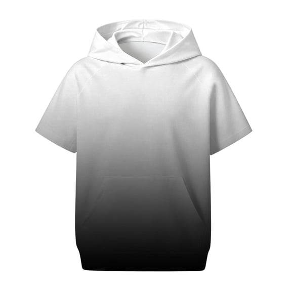 Bysome Boys Sweatshirts Gradient Short Sleeve Hooded Tops Autumn Soft Boys Hoodies Size 13-14 Years Grey
