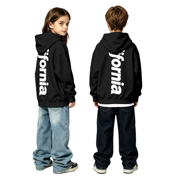 Bysome Boys Sweatshirts Letter Print Long Sleeve Hooded Tees Autumn City Name Comfortable Boys Hoodies Size 2-3 Years Black