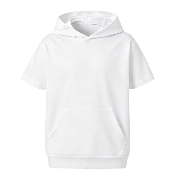 Bysome Boys Sweatshirts Solid Color Short Sleeve Hooded Tees Autumn Stylish Boys Hoodies Size 4-5 Years White