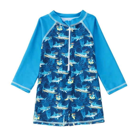 Bysome Boys Swim Wear Graphic Print Long Sleeve Crew Neck Onesize Summer Fashion Boys Swimsuits Size 18-24 Months Yellow