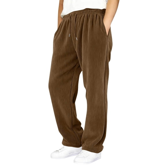 Bysome Child Boys Pants Straight Leg Relaxed Fit Trousers Elastic Waist Drawstring With Pockets Warm Boys Pants Size 5-6 Years