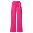 thumbnail image 1 of Bysome Child Girls Casual Pants Bowtie Print Relaxed Fit Trousers Drawstring Elastic Waist Smooth Fall Pants Size 10-11 Years, 1 of 4