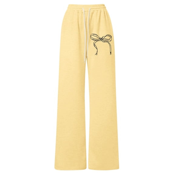 Bysome Child Girls Pants Bowtie Print Loose Fit Trousers Drawstring Elastic Waist Baggy Fall Pants Size 10-11 Years