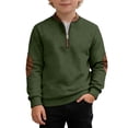thumbnail image 1 of Bysome Child Little Boys Sweatshirts Long Sleeve Solid Color Fashion Crew Neck Comfortable Pullover Tops Dark Green Size 6-7 T, 1 of 4