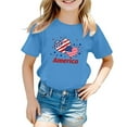 thumbnail image 1 of Bysome Fourth Of July Shirts For Kids Girls Love Heart Letter Flag Print Tshirts Crew Neck Short Sleeve Comfortable Casual Summer Girls Tops Sky Blue Size 18-24 Months, 1 of 4