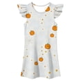 thumbnail image 1 of Bysome Girls Dress Graphic Print Short Sleeve Crew Neck Dresses Halloween Soft Girls Dress Size 5-6 Years White, 1 of 5