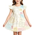 thumbnail image 1 of Bysome Girls Dresses Back to School Cartoon Print Short Sleeve Crew Neck Dress First Day of School Fashion Girls Dresses Size 3-4 Years White, 1 of 4