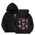thumbnail image 1 of Bysome Girls Hoodie Bowtie Print Long Sleeve Hooded Shirts Autumn Thermal Girls Hoodie Size 3-4 Years Black, 1 of 6