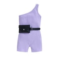 thumbnail image 1 of Bysome Girls Onesie Solid Color Sleeveless Off One Shoulder Neck Rompers Summer Lightweight Girls Jumpsuits Size 4-5 Years Purple, 1 of 7