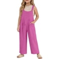 thumbnail image 1 of Bysome Girls Onesie Solid Color Sleeveless Square Neck Rompers Summer Casual Girls Jumpsuits Size 9-10 Years Pink, 1 of 6
