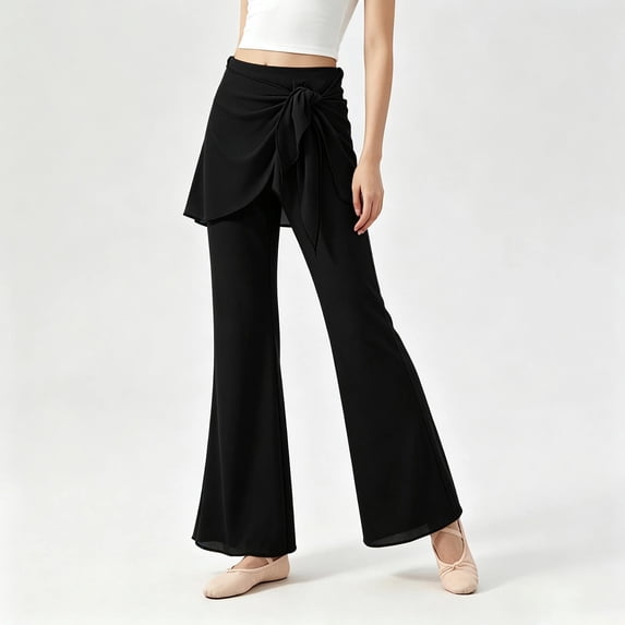 Bysome Girls Pants Solid Color Elastic Waist Flared Trousers Soft Girls Pants Size 5-6 Years Black