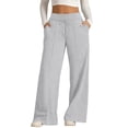 thumbnail image 1 of Bysome Girls Pants Solid Color Elastic Waist With Drawstring and Pockets Loose Fit Trousers Comfortable Girls Pants Size 11-12 Years Light Gray, 1 of 7