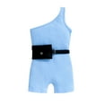 thumbnail image 1 of Bysome Girls Rompers Solid Color Sleeveless Off One Shoulder Neck Jumpsuits Summer Soft Girls Onesie Size 2-3 Years Light Blue, 1 of 7