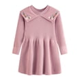 thumbnail image 1 of Bysome Girls Sweaters Flower Embroidery Long Sleeve Crew Neck Dress Autumn Thermal Girls Sweaters Size 6-7 Years Pink, 1 of 5