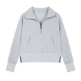 thumbnail image 1 of Bysome Girls Sweatshirt Solid Color Zip Long Sleeve Mandarin Collar Shirts Autumn Soft Girls Sweatshirt Size 9-10 Years Grey, 1 of 5