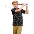 thumbnail image 1 of Bysome Boys Tops Summer Dinosaur Print Short Sleeve Lapel Neck Tees Smooth Boys Shirt Size 3-4 Years Black, 1 of 5